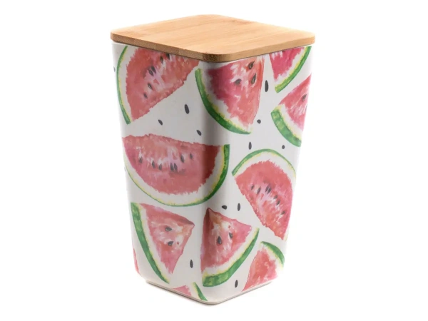 БАНКА ДЛЯ СЫПУЧИХ ПРОДУКТОВ бамбуковая "Арбуз" 11*11*19 см (арт. BP1111-L-18005, код 177950)