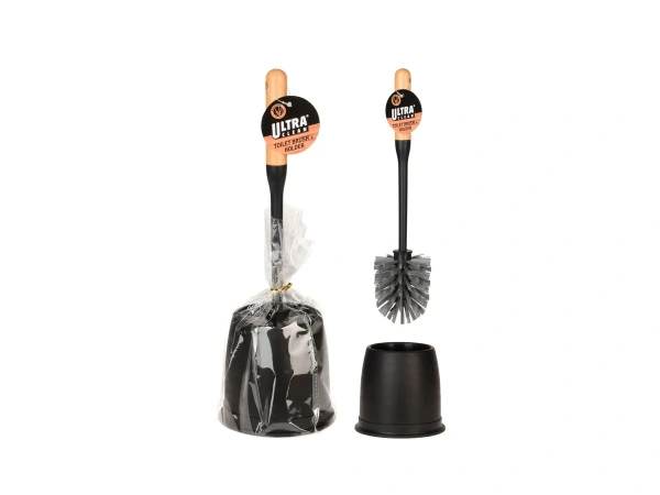 ЩЕТКА ДЛЯ WC пластмасса/бамбук в подставке 12*37 см (код 180177)