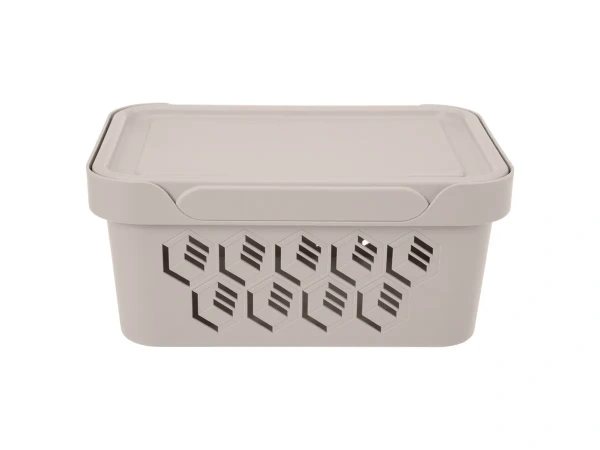 ЯЩИК ДЛЯ ХРАНЕНИЯ пластмассовый с крышкой "Deluxe" светло-бежевый 4,6 л/27*19*12 см (арт. 433205534, код 830284)