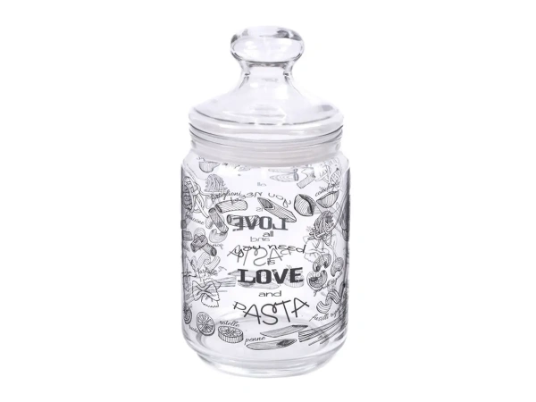 БАНКА ДЛЯ СЫПУЧИХ ПРОДУКТОВ стеклянная "Love Pasta" 1 л/20,5 см (арт. P6016, код 209224)