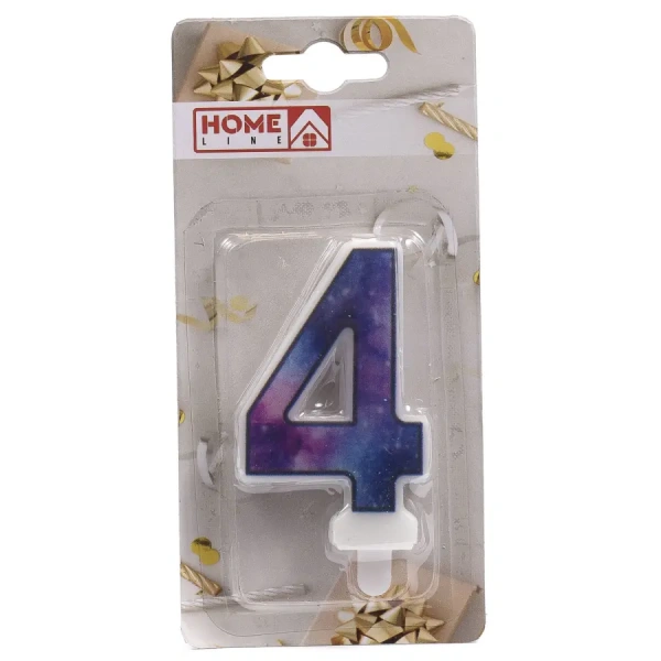 СВЕЧА для торта "Цифра 4" 4,5*7,5 см (арт. DM0016C-9/4, код 225897)
