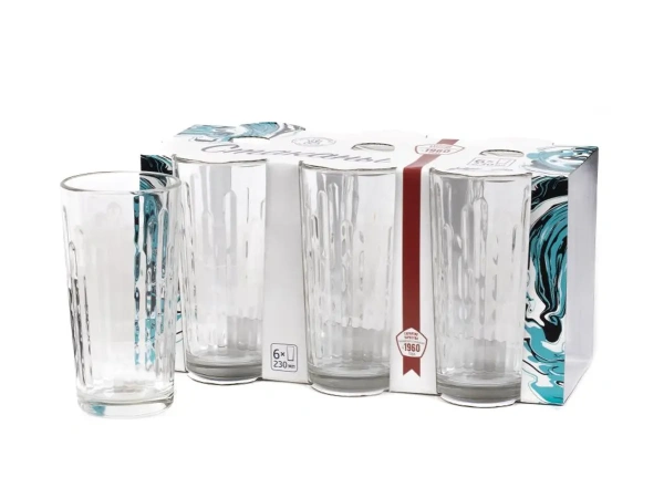 НАБОР СТАКАНОВ стеклянных "Асимметрия" 6 шт. 230 мл (арт. 21с2205 У, код 044474)