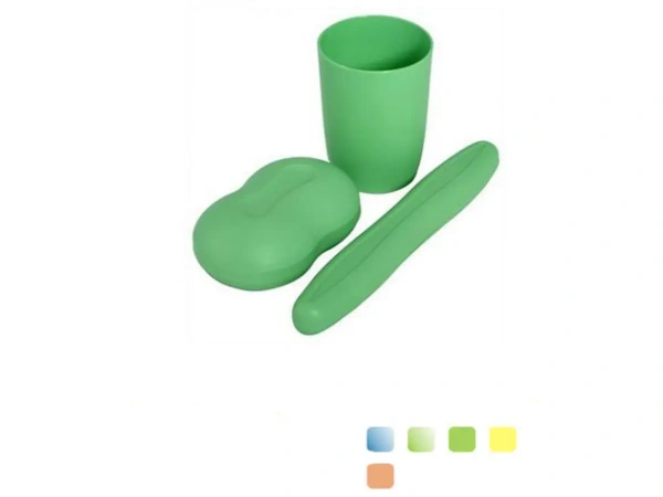 НАБОР пластмассовый "Дорожный" 3 пр. : мыльница 12*7,5 см, футляр для зубной щетки 20,5 см, стакан 9,5*7*7 см (арт. С16, код 782780)