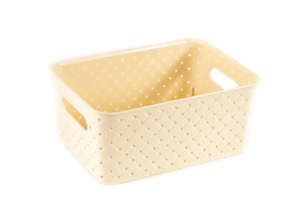 КОРЗИНА пластмассовая "Береста" 3 л/23,5*17,3*10,5 см слоновая кость (арт. 521026, код 793610)