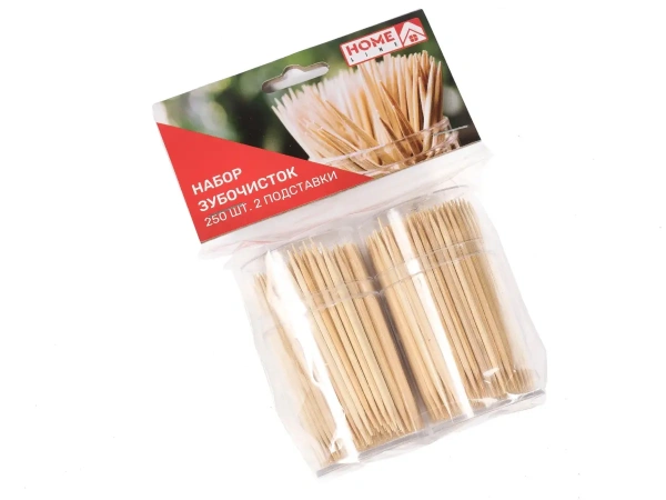 НАБОР ЗУБОЧИСТОК бамбуковых 250 шт. в пластмассовых подставках 2 шт. (арт. BB101803, код 239290)