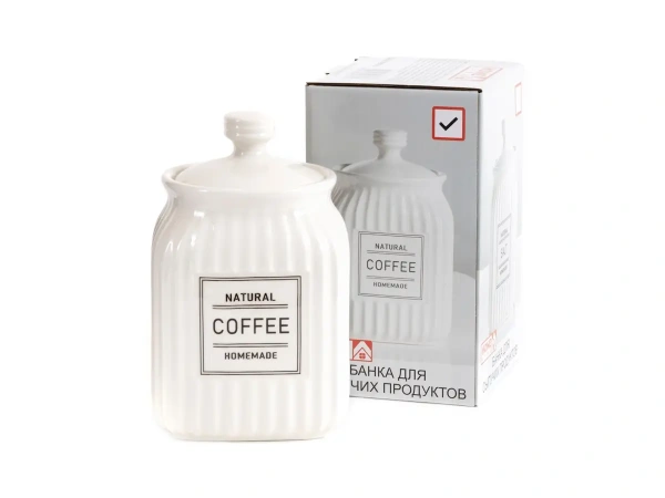 БАНКА ДЛЯ СЫПУЧИХ ПРОДУКТОВ керамическая "Coffee" 650 мл/10,5*9,5*16,4 см (арт. HC21B50C, код 256433)