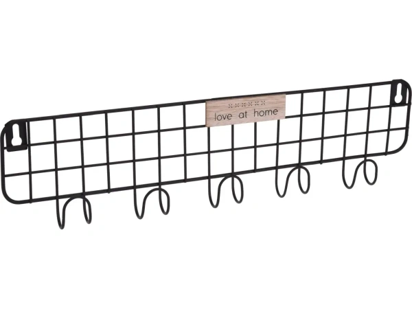 ВЕШАЛКА НАСТЕННАЯ металлическа на 5 крючков 45*11 см (код 964554)