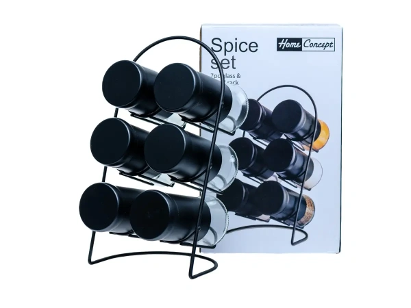 НАБОР БАНОК ДЛЯ СПЕЦИЙ стеклянных 6 шт. 100 мл на металлической подставке (арт. 52124C, код 270767)