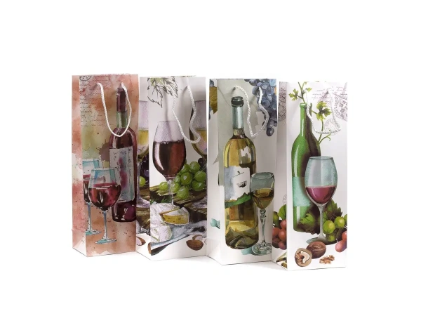 ПАКЕТ ПОДАРОЧНЫЙ ДЛЯ БУТЫЛКИ бумажный 12,5*36*8 см (арт. PK15033, код 215706)