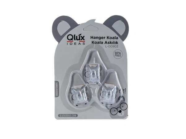 НАБОР КРЮЧКОВ пластмассовых "Koala" 3 шт. 5*7 см на скотче (арт. L-00903, код 019034)