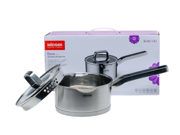 КОВШ со стеклянной крышкой, 16 см/1,6 л, NADOBA, серия DONA (арт.726114, код 953126)