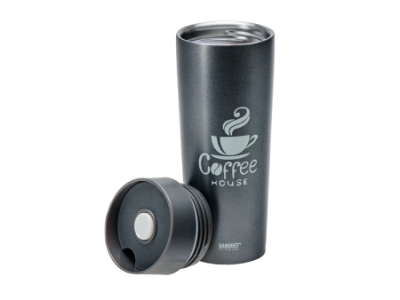 ТЕРМОКРУЖКА металлическая с пластмассовой крышкой "Coffee" серая 350 мл (арт. 48788556, код 534687)