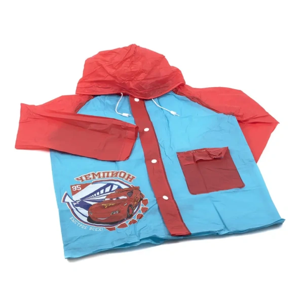 ПЛАЩ-НАКИДКА ОТ ДОЖДЯ поливинилхлорид детская "Тачки" рост 100-110 см (арт. 11146273, код 201792)