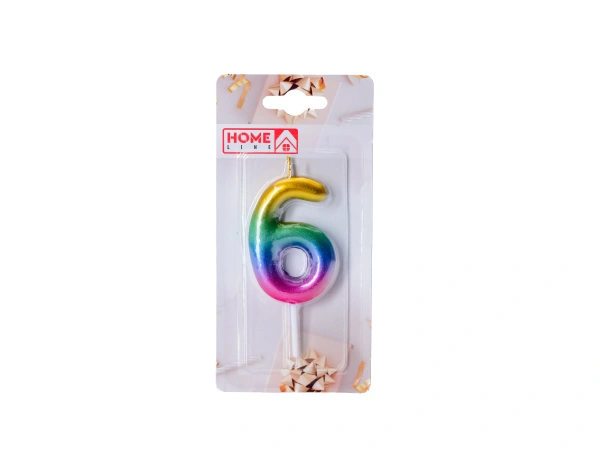 СВЕЧА для торта "Цифра 6"  (арт. DY0016-18/6, код 286034)