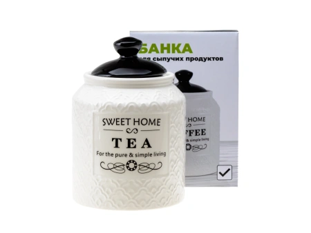 БАНКА ДЛЯ СЫПУЧИХ ПРОДУКТОВ керамическая "Tea" 750 мл/10,7*10,7*15,7 см (арт. QC25A141T, код 292998)