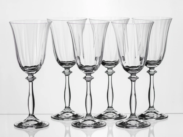 НАБОР БОКАЛОВ ДЛЯ ВИНА стеклянных граненых "Angela" 6 шт. 250 мл (арт. 40600/1/250, код 821561)