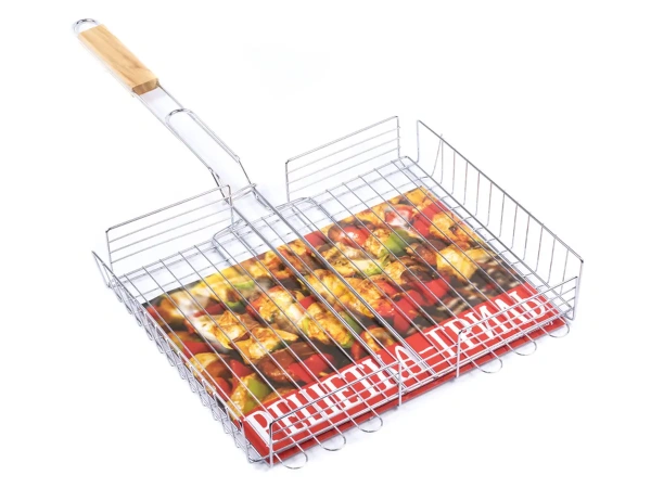 РЕШЕТКА-ГРИЛЬ металлическая 27,5*35*67 см с бортом 6 см (арт. BBQ66, код 001388)