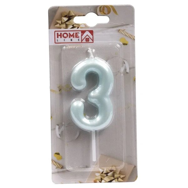 СВЕЧА для торта "Цифра 3" 3,5*6 см (арт. DY0016-5/3, код 225606)