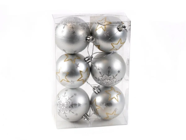НАБОР ШАРОВ ЕЛОЧНЫХ пластмассовых "Волшебная ночь" 6 шт. 6 см (арт. 28373250, код 243372)