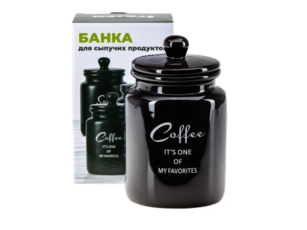 БАНКА ДЛЯ СЫПУЧИХ ПРОДУКТОВ керамическая "Coffee" 950 мл/10,6*10*17,5 см (арт. QC23A618C, код 292882)