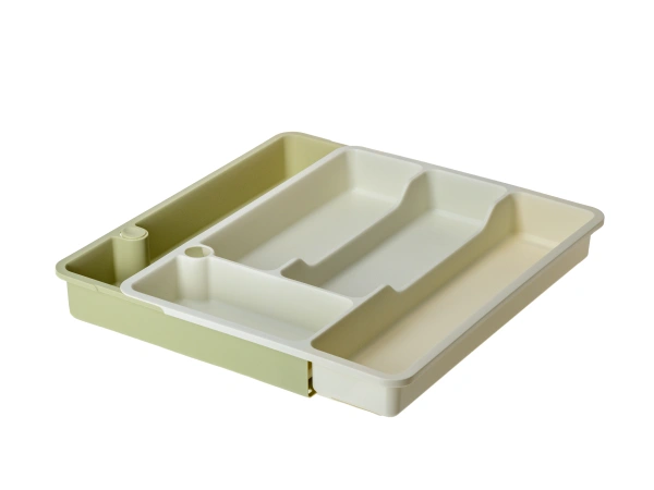 ЛОТОК ДЛЯ СТОЛОВЫХ ПРИБОРОВ пластмассовый раздвижной светло-серый 37,3*28,7*4,9 см (арт. 434231830, код 420269)