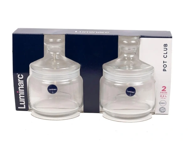 НАБОР БАНОК ДЛЯ СЫПУЧИХ ПРОДУКТОВ стеклянных "Club" 2 шт. 500 мл (арт. P5924, код 246946)