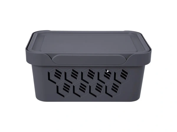 ЯЩИК ДЛЯ ХРАНЕНИЯ пластмассовый с крышкой "Deluxe" серый 4,6 л/27*19*12 см (арт. 433205511, код 830277)