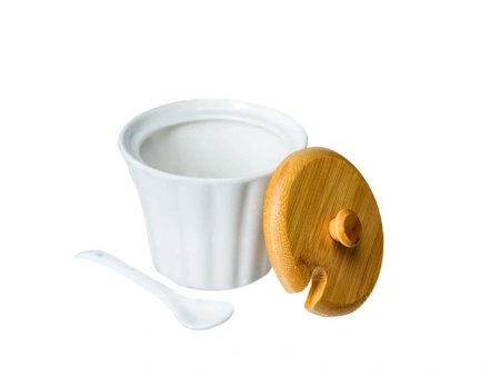 САХАРНИЦА фарфор/бамбук с ложкой 250 мл/10*10*9,5 см (арт. PJ01545-A, код 273737)