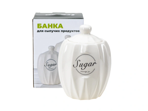 БАНКА ДЛЯ СЫПУЧИХ ПРОДУКТОВ керамическая "Sugar" 700 мл/11,3*11,3*15,6 см (арт. QC24B179S, код 292899)