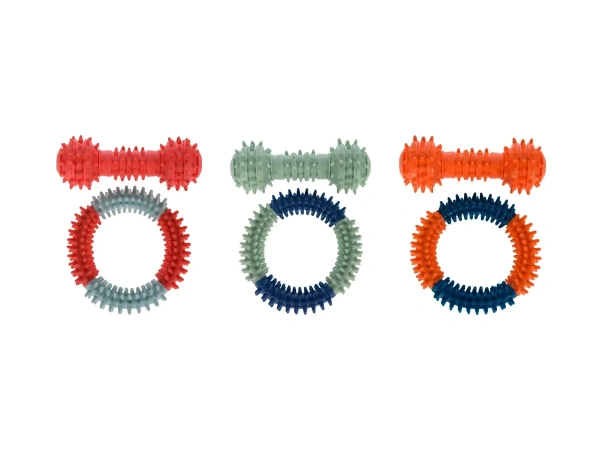 НАБОР ИГРУШЕК ДЛЯ СОБАК пластмассовых 2 шт.: кольцо 12*2,5 см, штанга 14*5 см (код 858833)