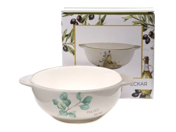 БУЛЬОННИЦА керамическая "Цветущий эвкалипт" 16,8*13,7*6,1 см/480 мл (арт. HC9384B-G12, код 218448)