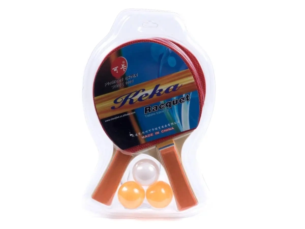НАБОР ДЛЯ ИГРЫ В НАСТОЛЬНЫЙ ТЕННИС 5 пр.: 2 ракетки 24 см, 3 мяча 4 см (арт. 10063438, код 116744)